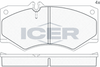 Комплект тормозных колодок, дисковый тормоз ICER 140405 (20784, 21056, D1580-8792, D927-7828)
