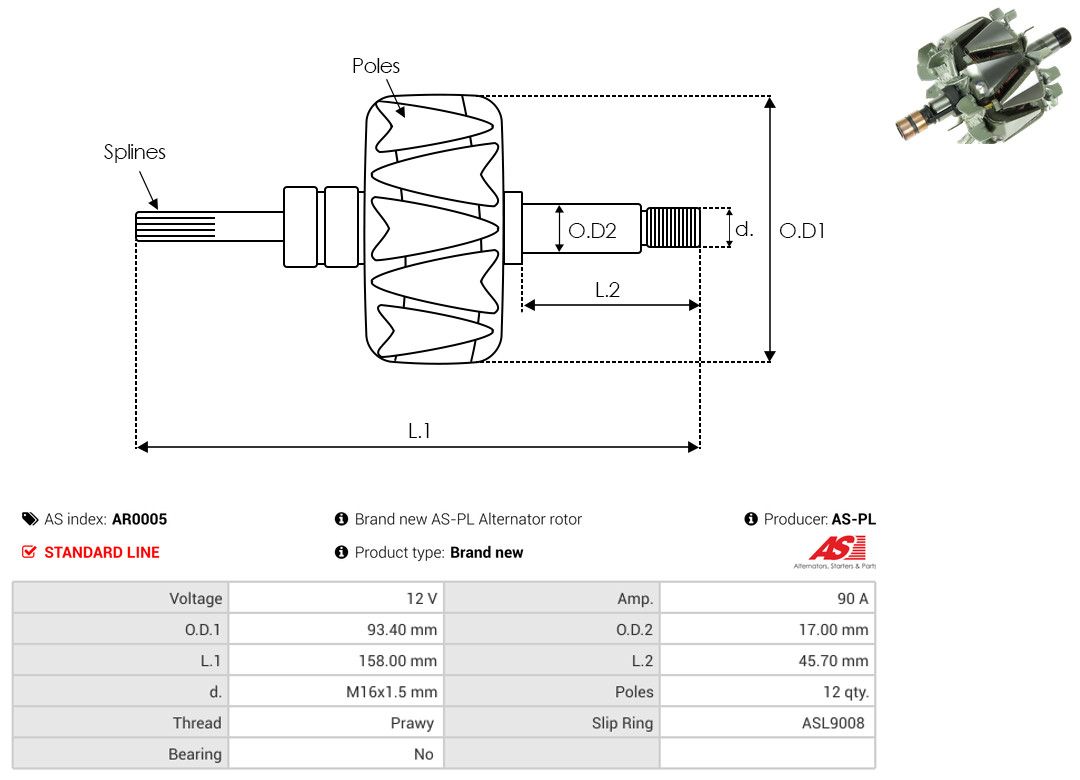 Levně Rotor, generátor AS-PL AR0005