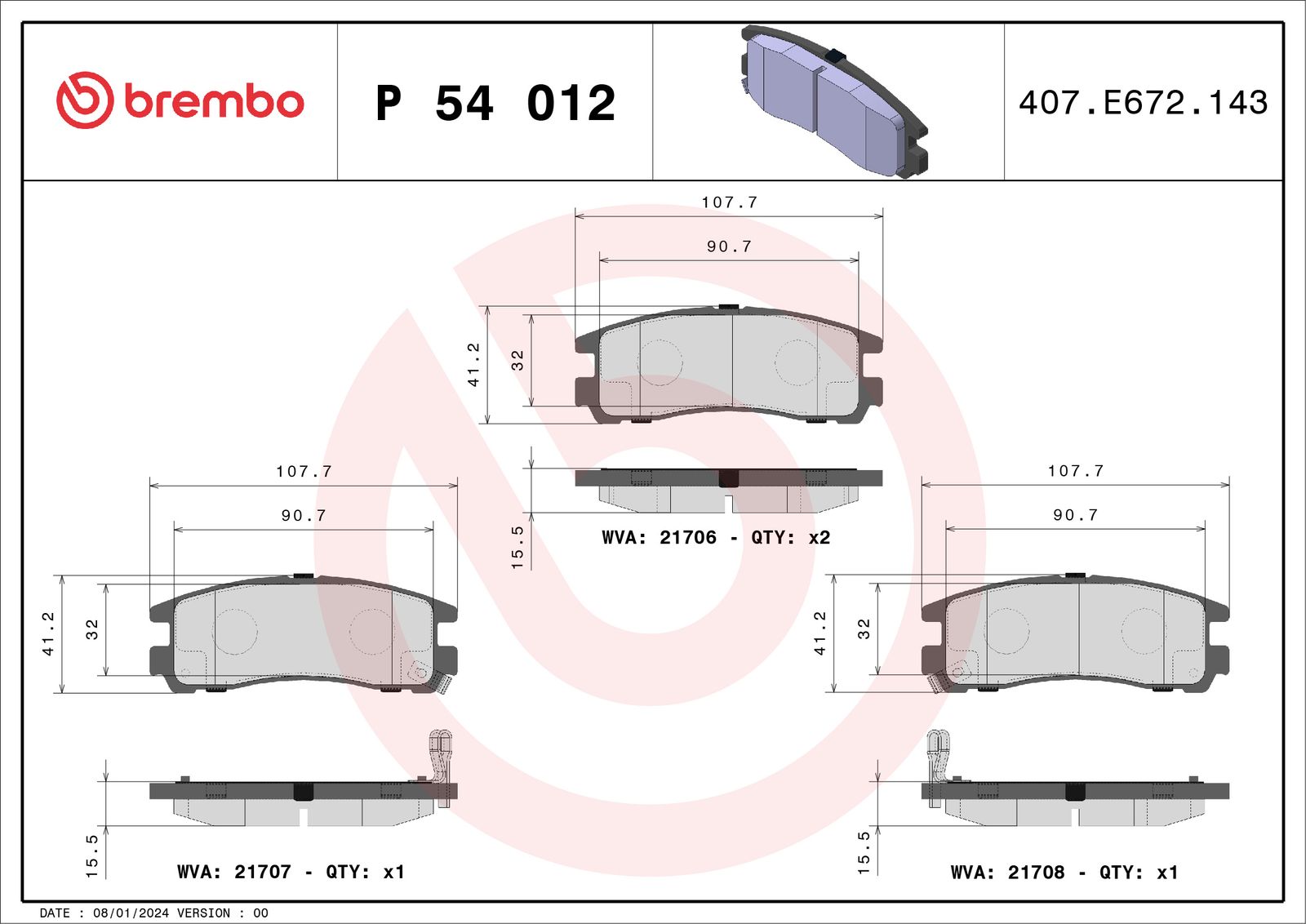 Sada brzdových platničiek kotúčovej brzdy BREMBO P 54 012
