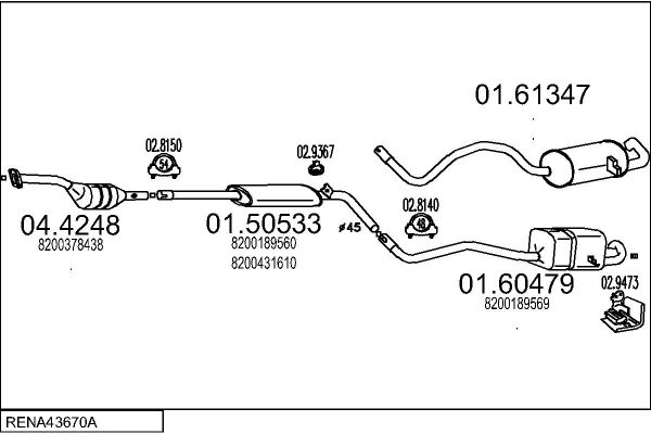 Układ wydechowy MTS RENA43670A017445