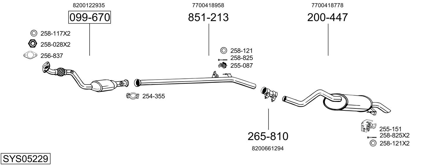Układ wydechowy BOSAL SYS05229
