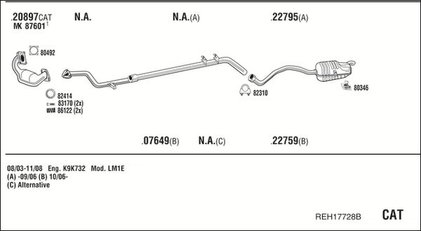 Układ wydechowy WALKER REH17728B