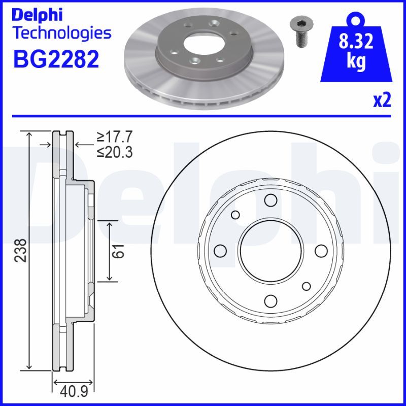 Tarcza hamulcowa DELPHI BG2282