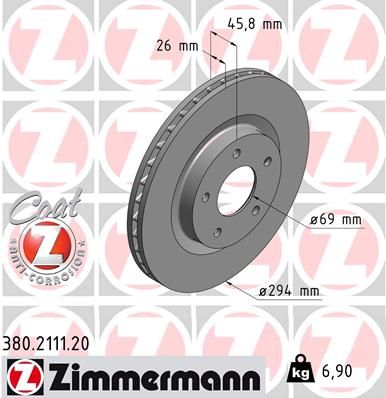 Brzdový kotúč ZIMMERMANN 380.2111.20