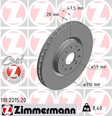 Disc frana ZIMMERMANN 110.2215.20