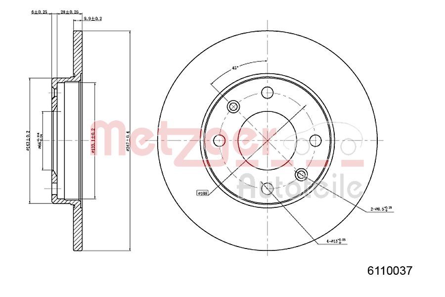 Tarcza hamulcowa METZGER AUTOTEILE 6110037