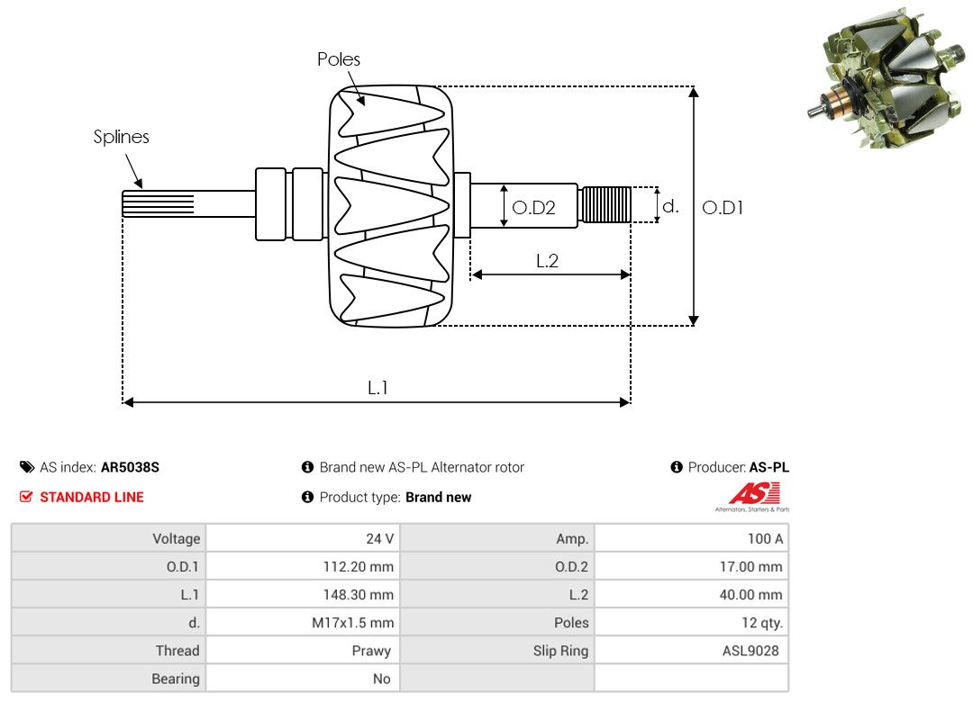 Levně Rotor, generátor AS-PL AR5038S