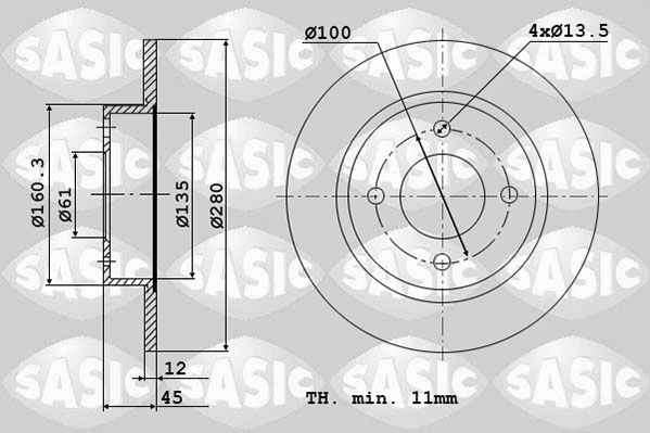Tarcza hamulcowa SASIC 6104016