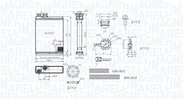 Wymiennik ciepła, ogrzewanie wnętrza MAGNETI MARELLI 350218486000