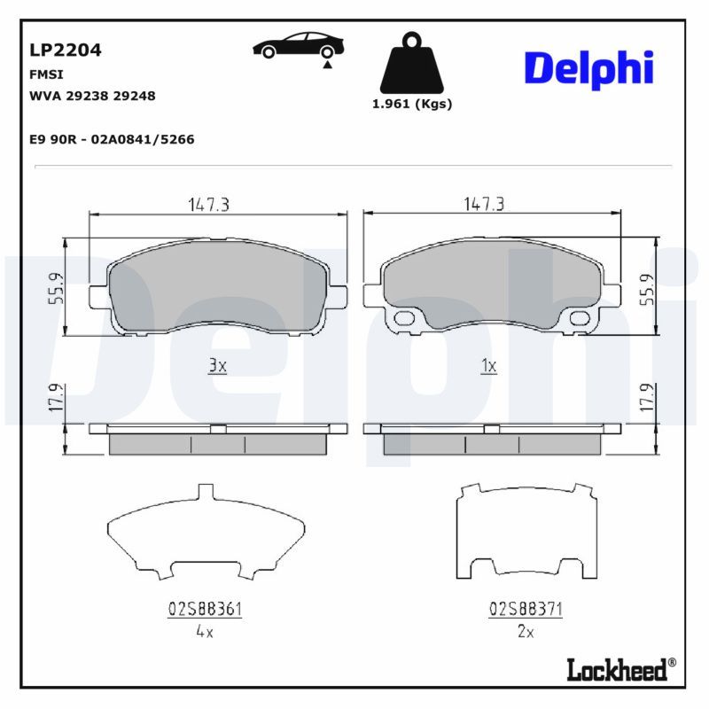 Sada brzdových destiček, kotoučová brzda DELPHI LP2204