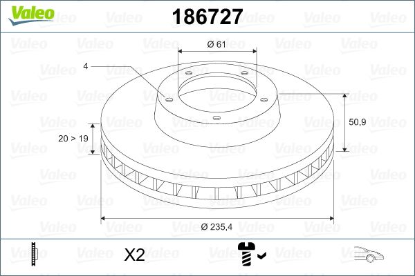 Tarcza hamulcowa VALEO 186727