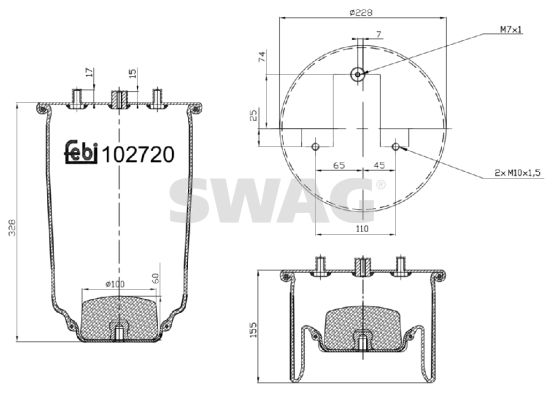 Mieszek, klimatyzacja SWAG 37 10 2720