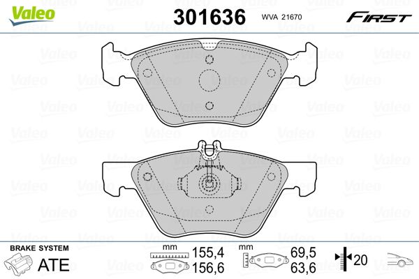 Sada brzdových platničiek kotúčovej brzdy VALEO 301636