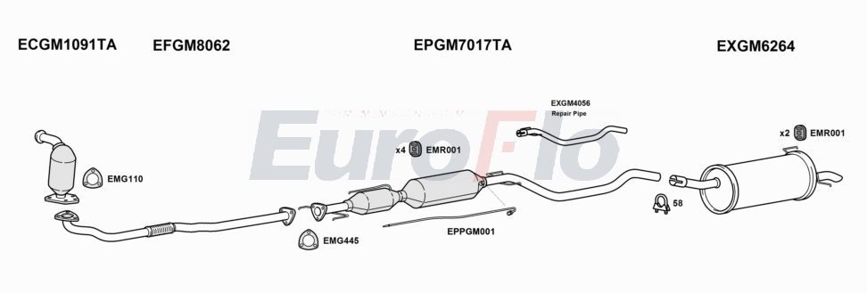 Układ wydechowy EUROFLO VLAST19D1001B