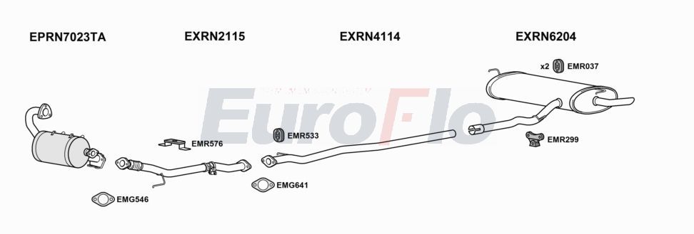 Układ wydechowy EUROFLO RNKAD16D1005B