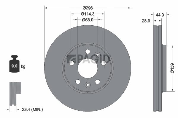 Tarcza hamulcowa PAGID 55688NC