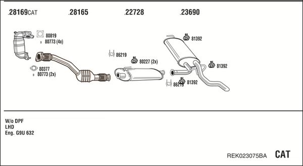 Układ wydechowy WALKER REK023075BA