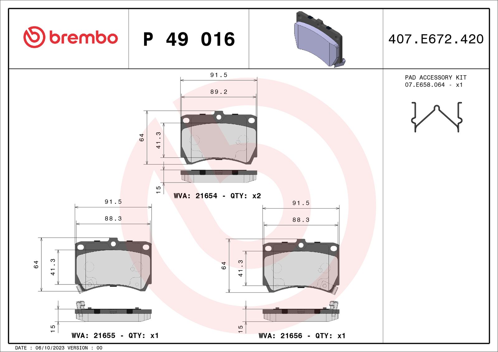 Sada brzdových platničiek kotúčovej brzdy BREMBO P 49 016