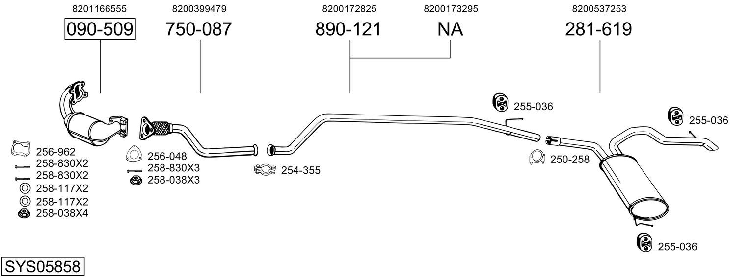 Układ wydechowy BOSAL SYS05858