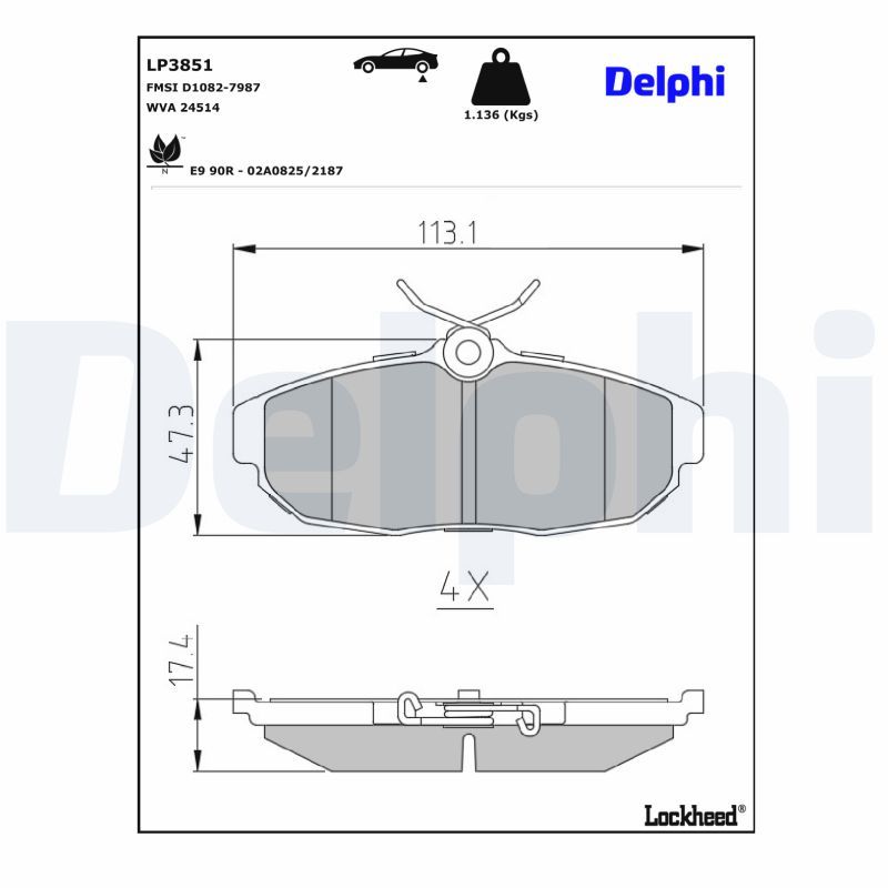 set placute frana,frana disc DELPHI LP3851