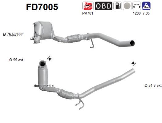 Filtr sadzy / filtr cząstek stałych, układ wydechowy AS FD7005