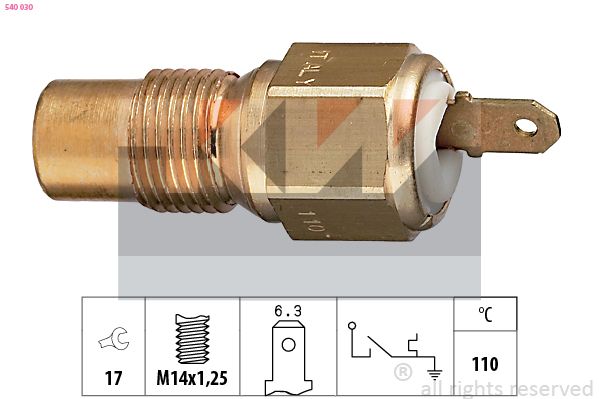 Włącznik temperaturowy, kontrolka płynu chłodzącego KW 540 030