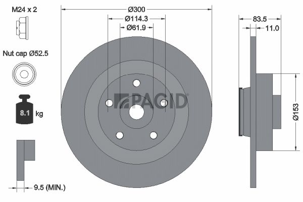 Tarcza hamulcowa PAGID 55331NC