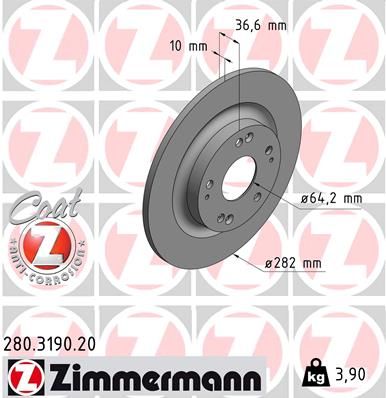 Brzdový kotúč ZIMMERMANN 280.3190.20