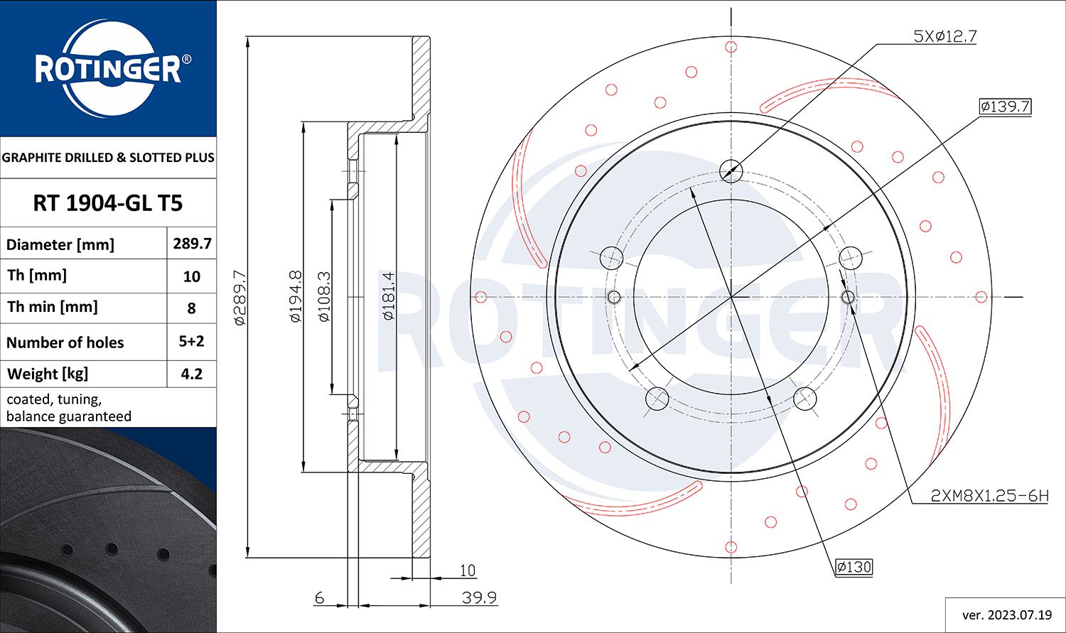 Disc frana ROTINGER RT 1904-GL T5