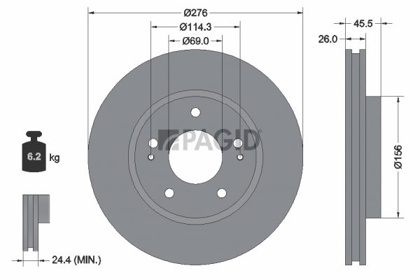 Tarcza hamulcowa PAGID 54982NC