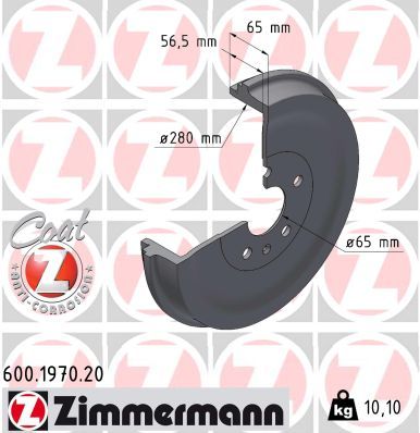 Tambur frana ZIMMERMANN COAT Z 600.1970.20