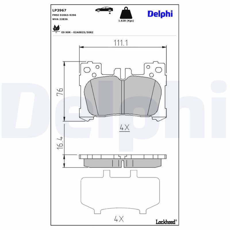 set placute frana,frana disc DELPHI LP3967