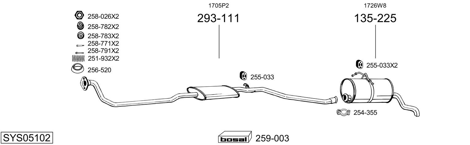 Układ wydechowy BOSAL SYS05102