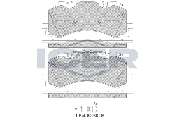 Zestaw klocków hamulcowych, hamulce tarczowe ICER 182281