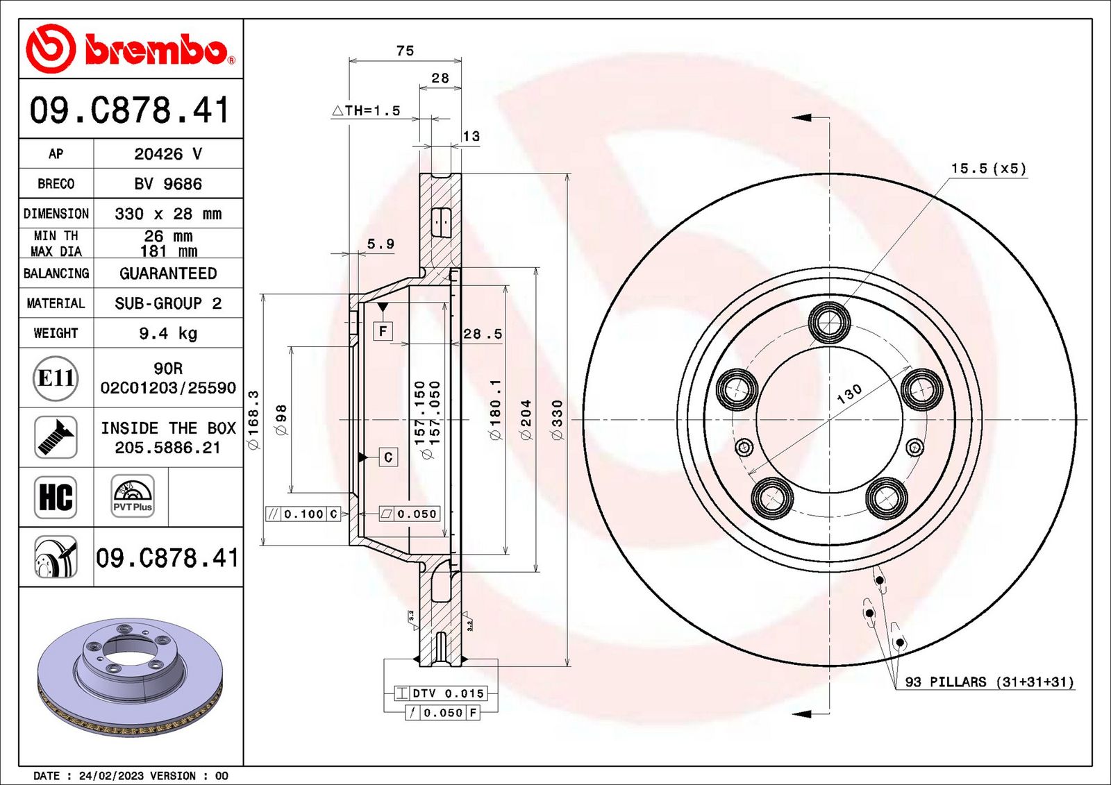 Disc frana BREMBO 09.C878.41