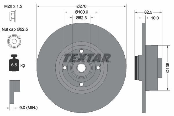 Brzdový kotúč TEXTAR 92154503