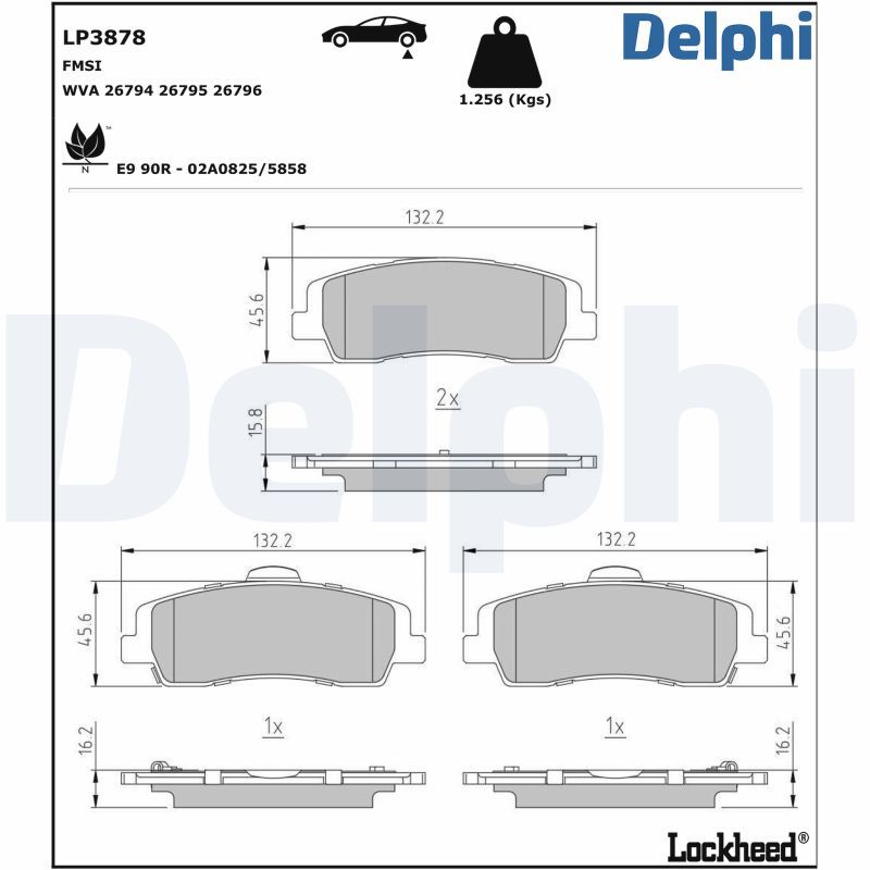 set placute frana,frana disc DELPHI LP3878