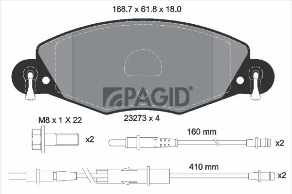 Zestaw klocków hamulcowych, hamulce tarczowe PAGID T9104N