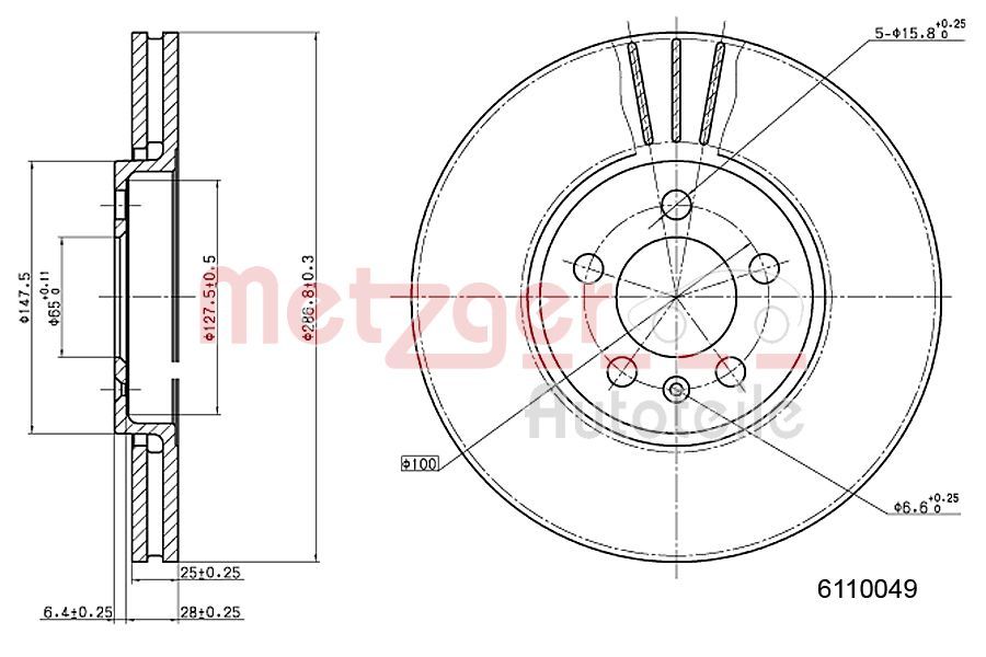 Tarcza hamulcowa METZGER AUTOTEILE 6110049