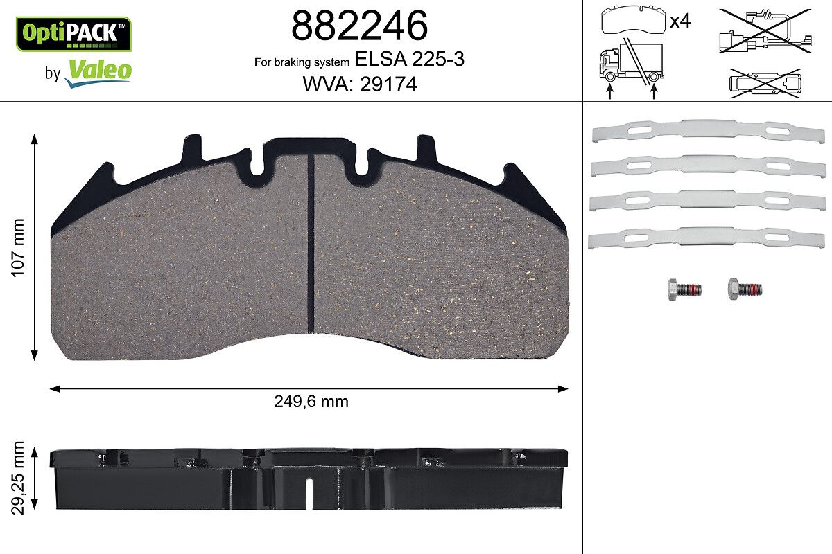 set placute frana,frana disc VALEO OPTIPACK 882246