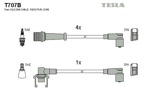 Zestaw przewodów zapłonowych TESLA T707B