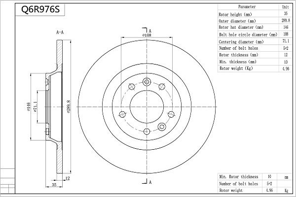 Tarcza hamulcowa AISIN Q6R976S