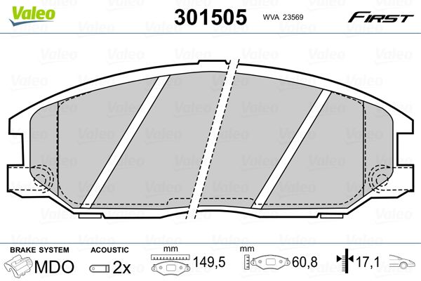 Sada brzdových platničiek kotúčovej brzdy VALEO 301505