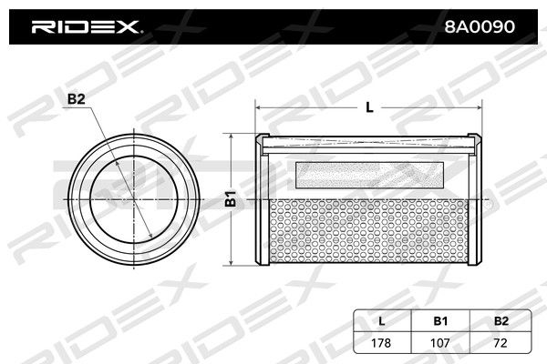 Filtr powietrza RIDEX 8A0090