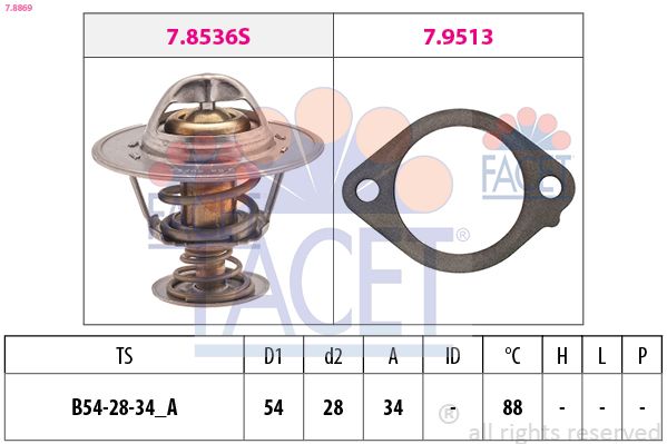 Termostat, środek chłodzący FACET 7.8869