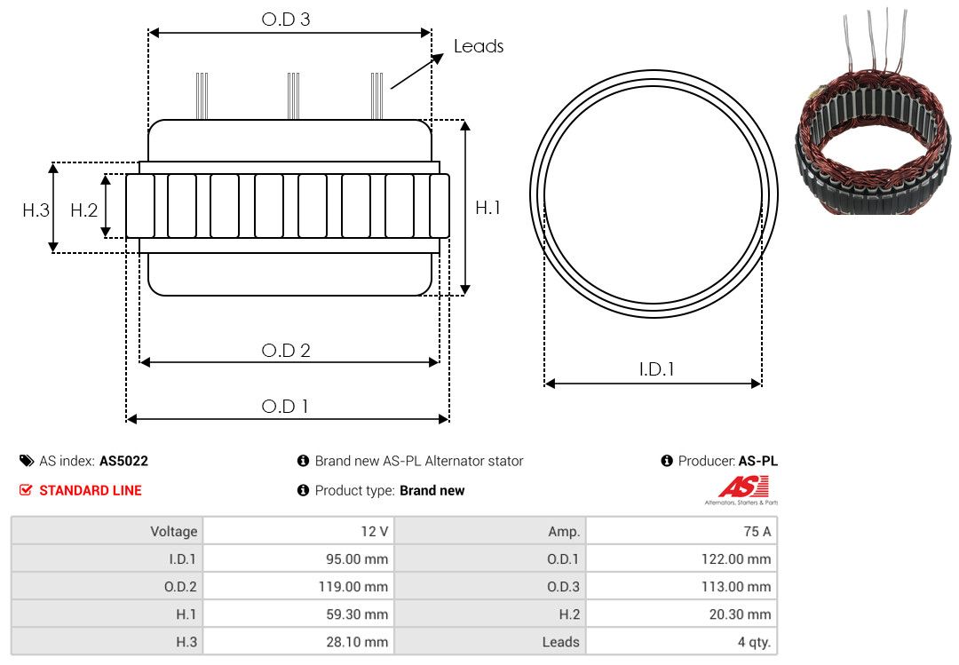 Levně Stator, generátor AS-PL AS5022