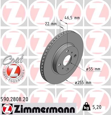 Brzdový kotouč ZIMMERMANN 590.2808.20