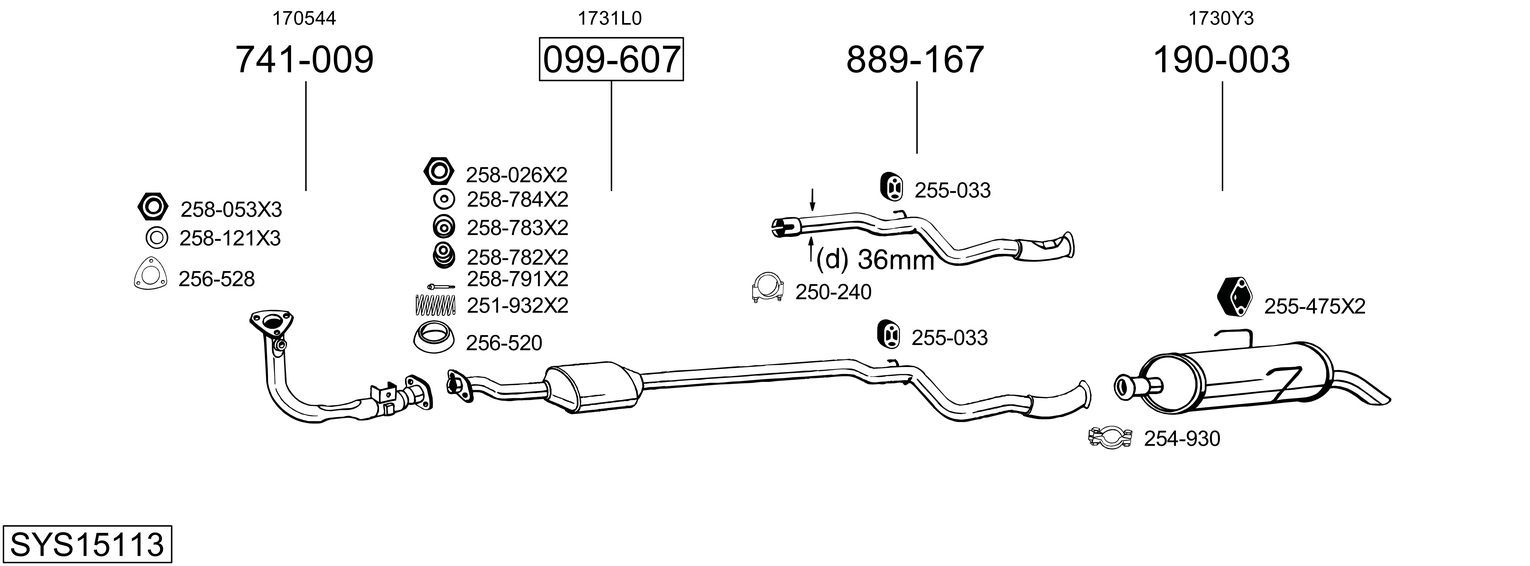 Układ wydechowy BOSAL SYS15113
