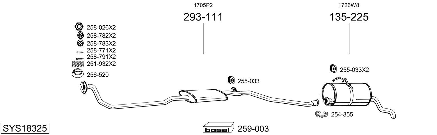 Układ wydechowy BOSAL SYS18325