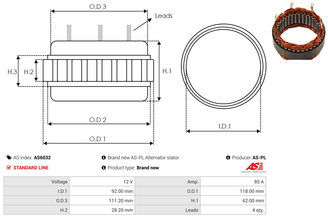 Levně Stator, generátor AS-PL AS6032